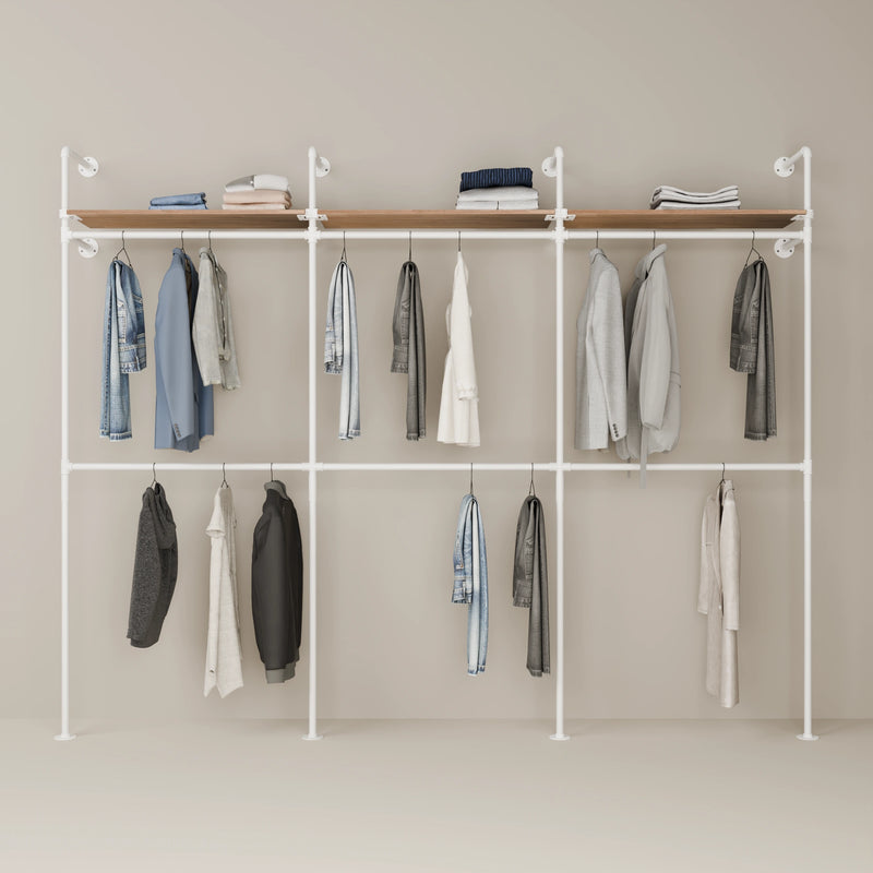 KIM DOUBLE 3 OAK – 3 estantes superiores | blanco