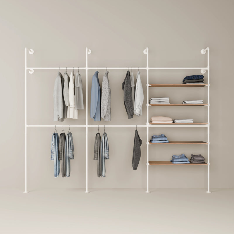 KIM DOUBLE 3 OAK – 5 shelves | white