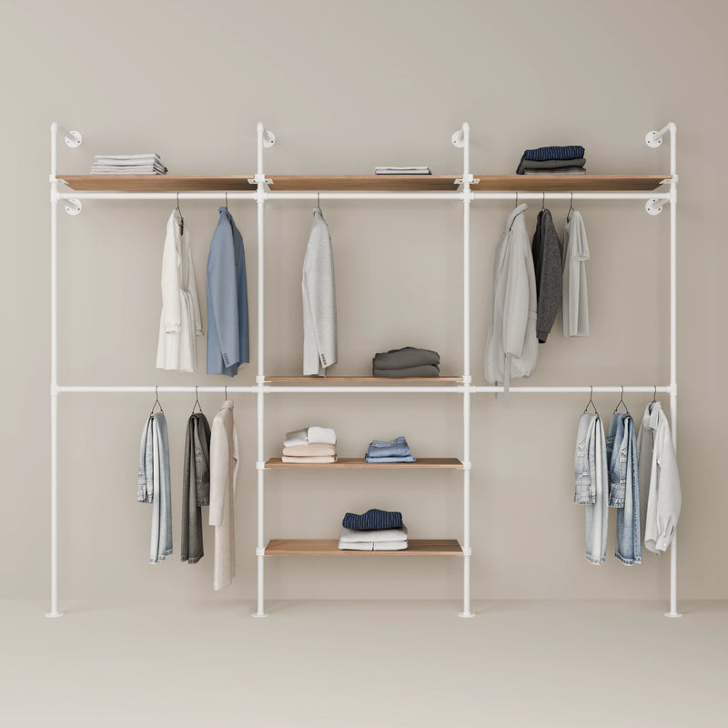 KIM DOUBLE 3 OAK – 6 estantes superiores | blanco