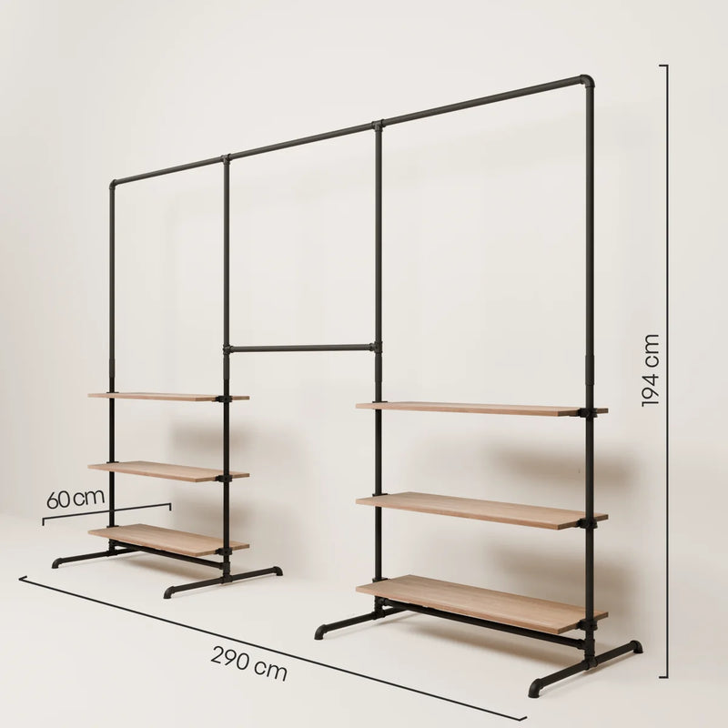 LAS 3 OAK – 6 estantes | Estante con compartimentos de almacenamiento