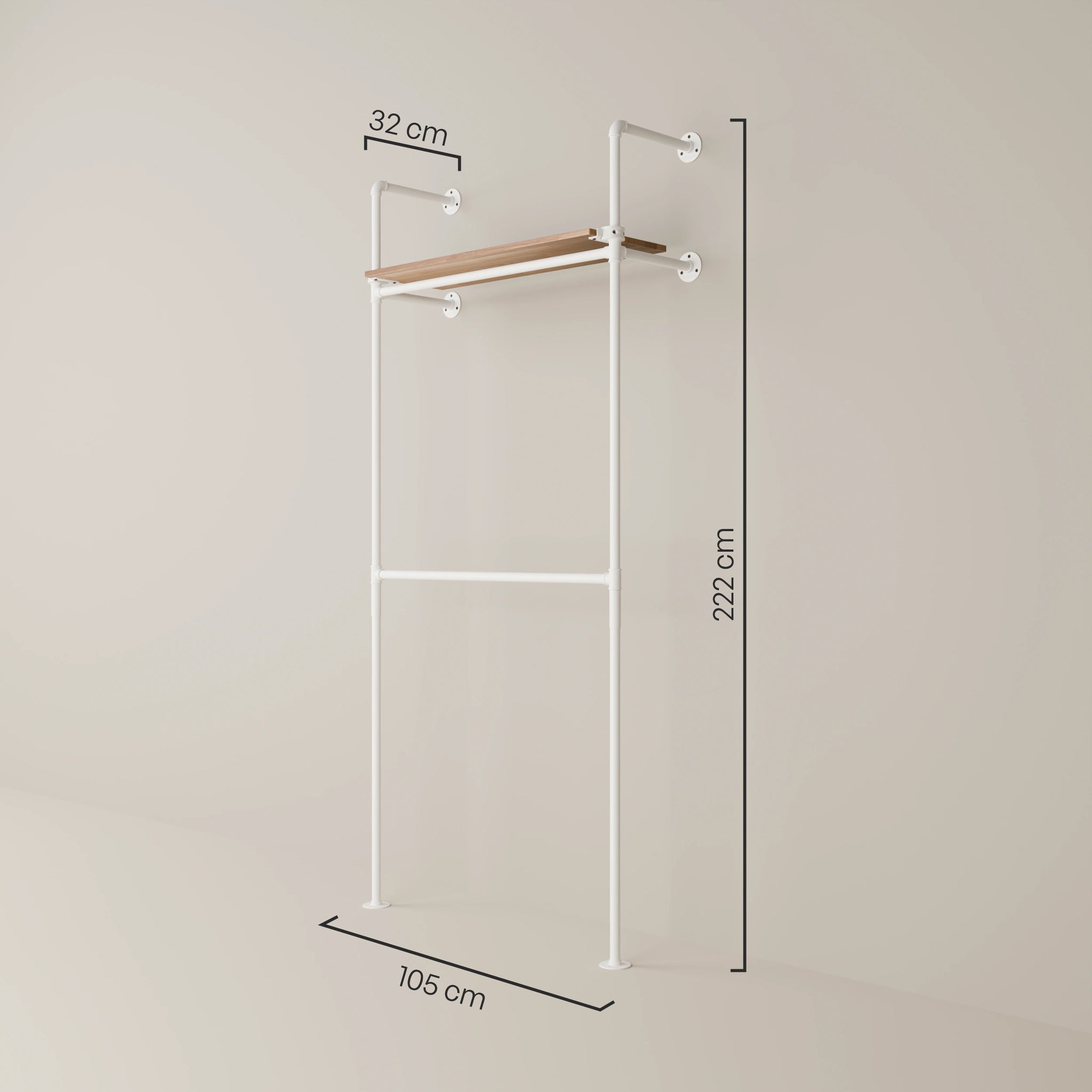 KIM DOUBLE 1 OAK – 1 estante superior | blanco