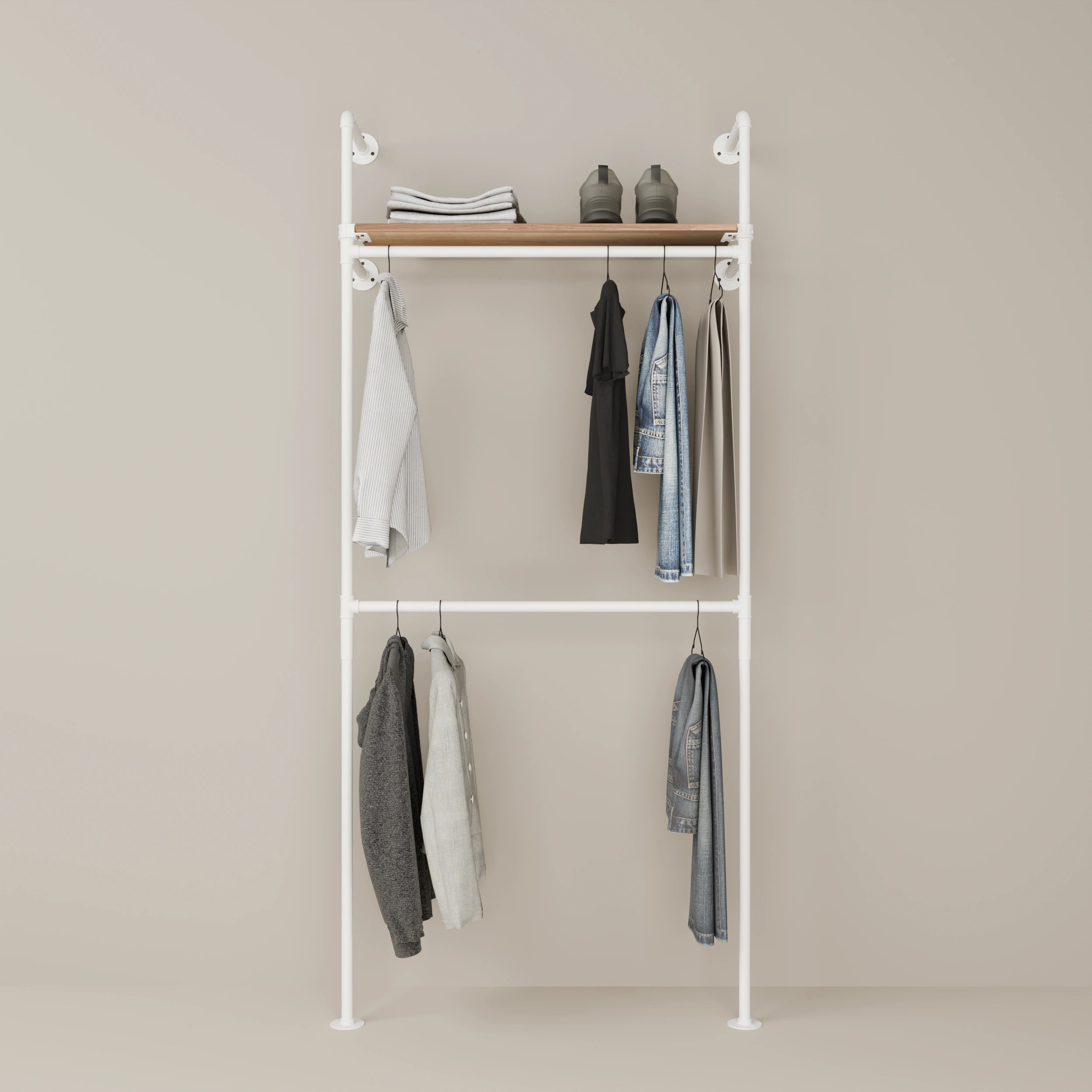 KIM DOUBLE 1 OAK – 1 estante superior | blanco