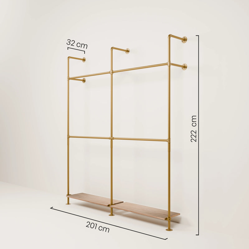 KIM DOUBLE 2 OAK – 2 estantes abajo | oro