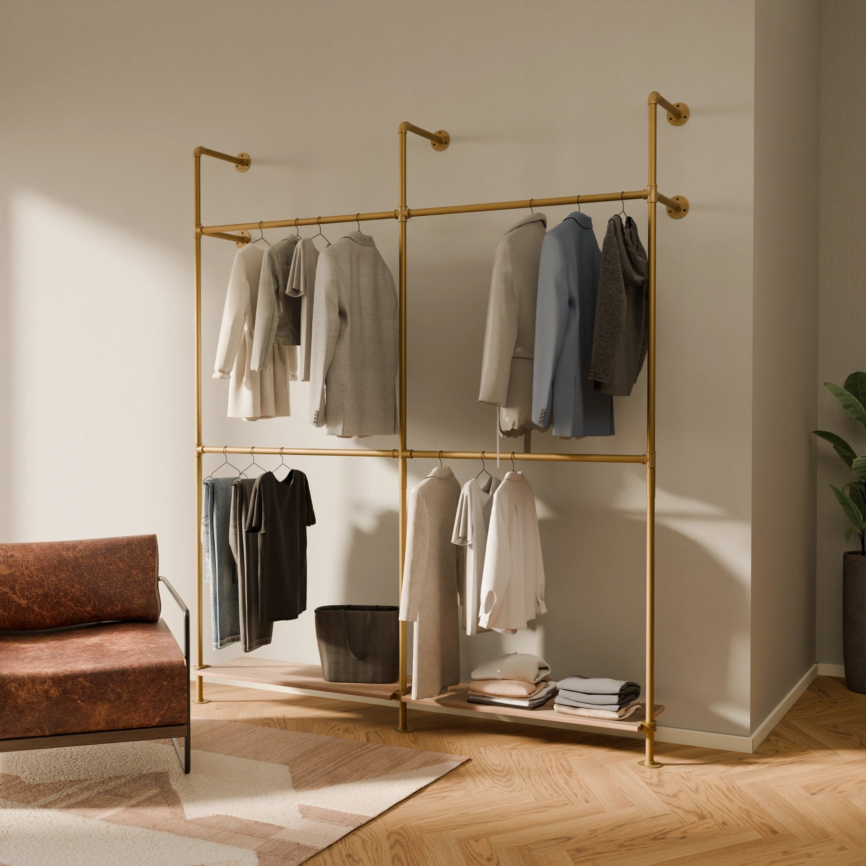 KIM DOUBLE 2 OAK – 2 estantes abajo | oro