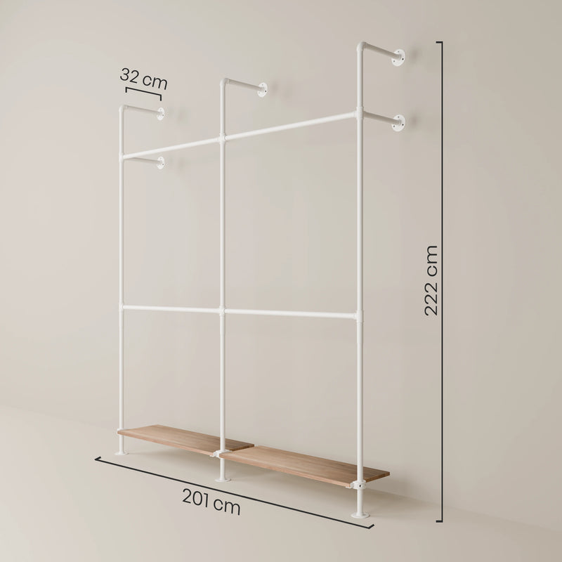 KIM DOUBLE 2 OAK – 2 estantes abajo | blanco