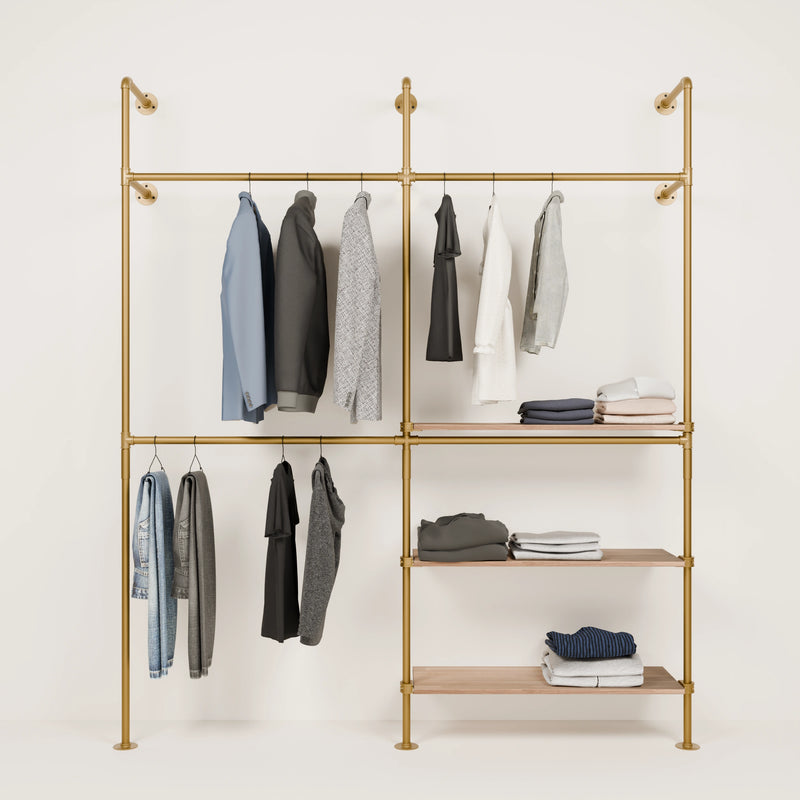 KIM DOUBLE 2 OAK – 3 estantes derecho | oro