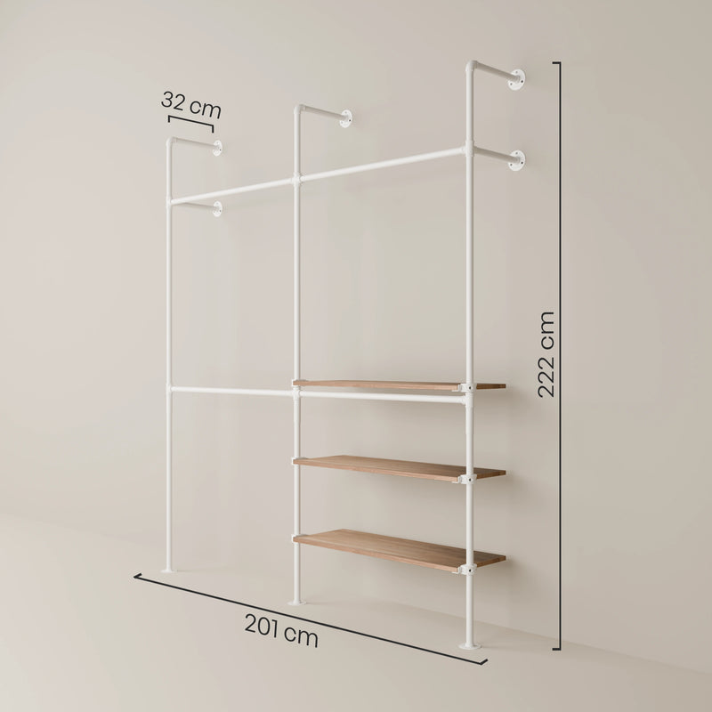 KIM DOUBLE 2 OAK – 3 estantes | blanco