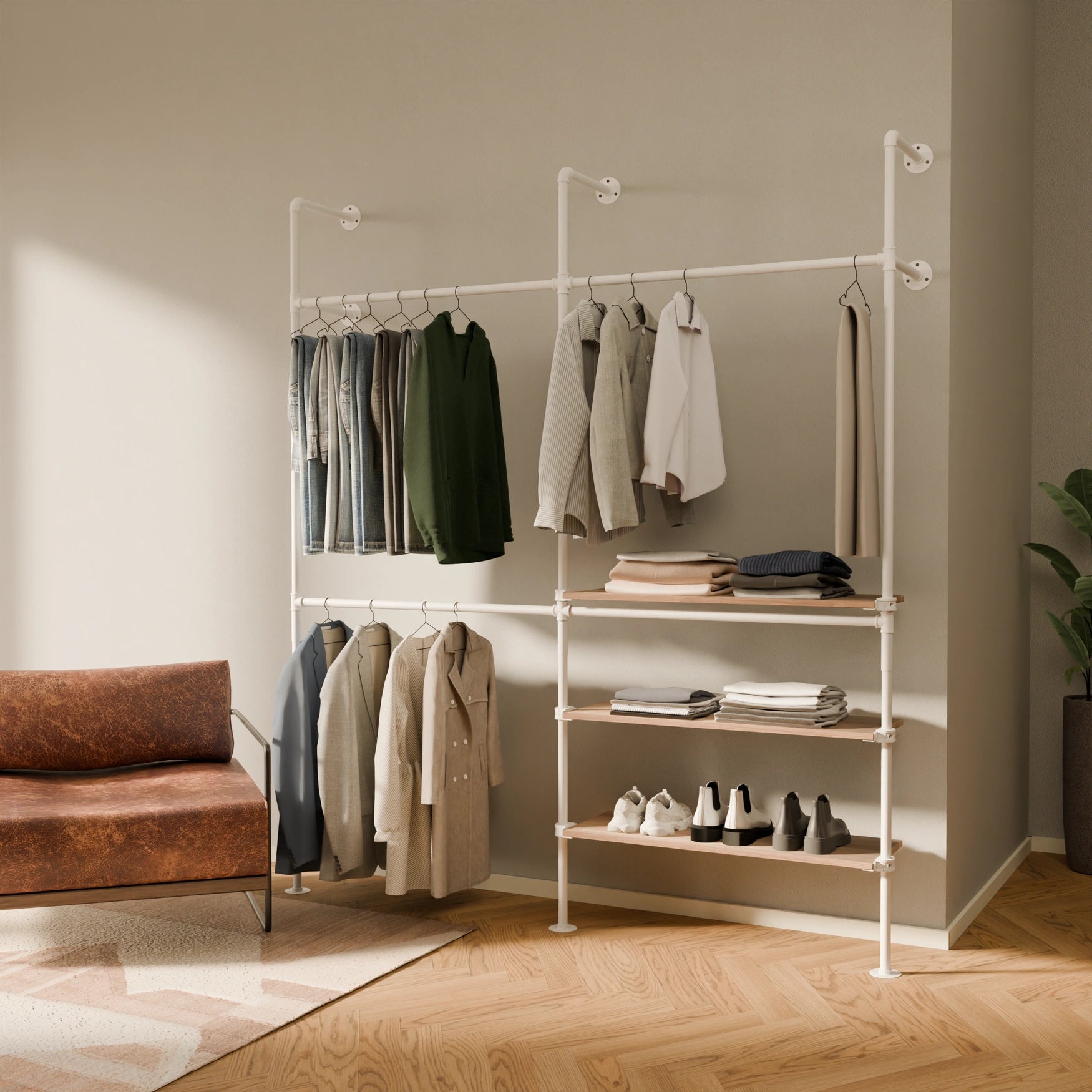 KIM DOUBLE 2 OAK – 3 estantes | blanco