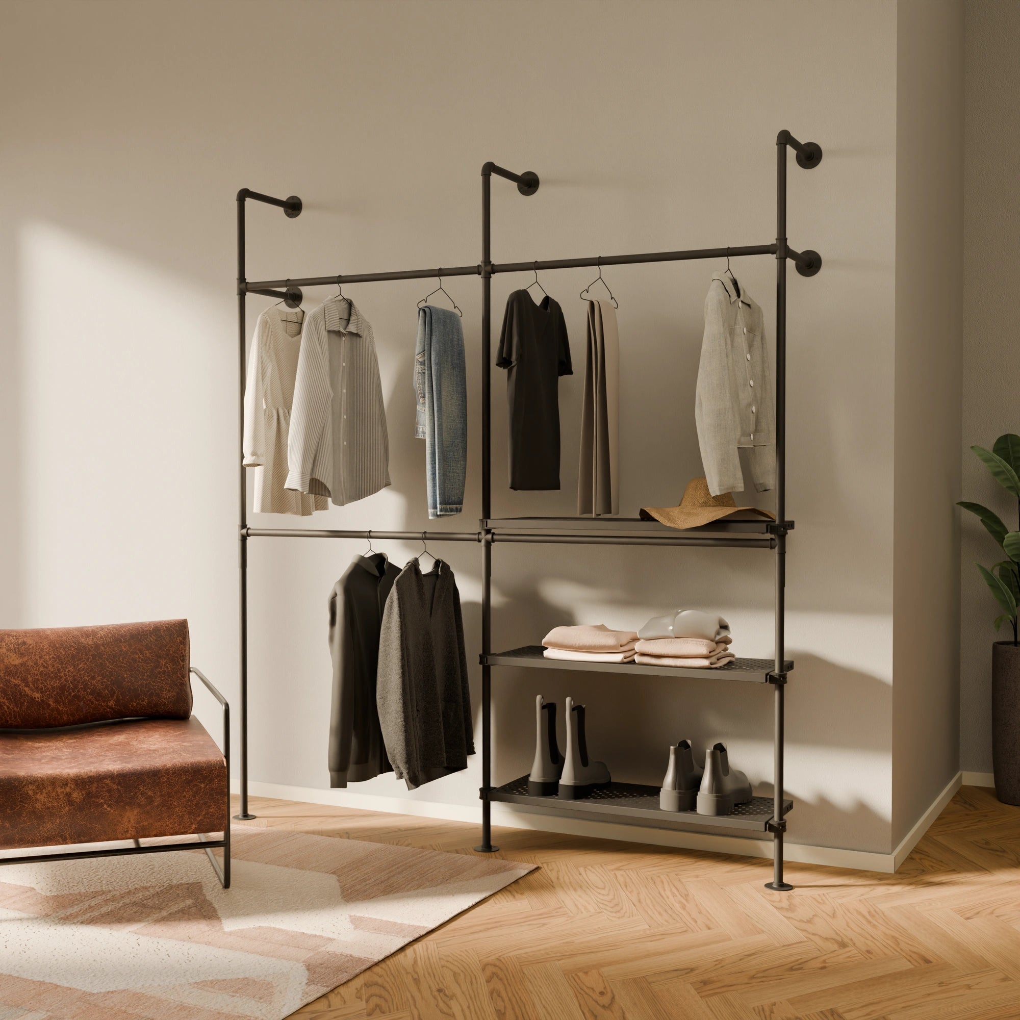 KIM DOUBLE 2 METAL – 3 estantes | Perchero con estante