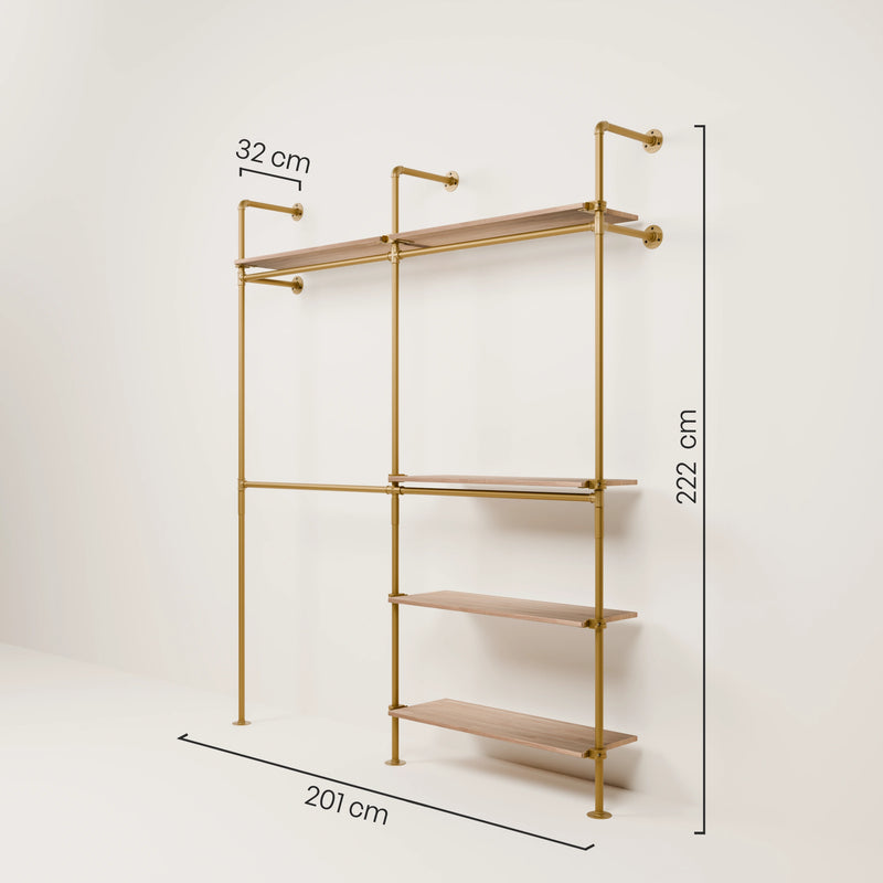 KIM DOUBLE 2 OAK – 5 estantes | oro