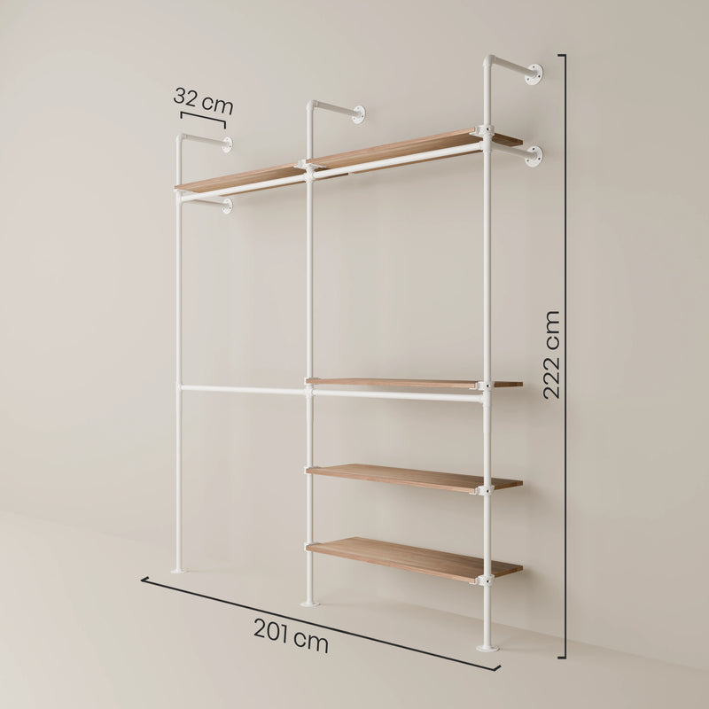 KIM DOUBLE 2 OAK – 5 estantes | blanco