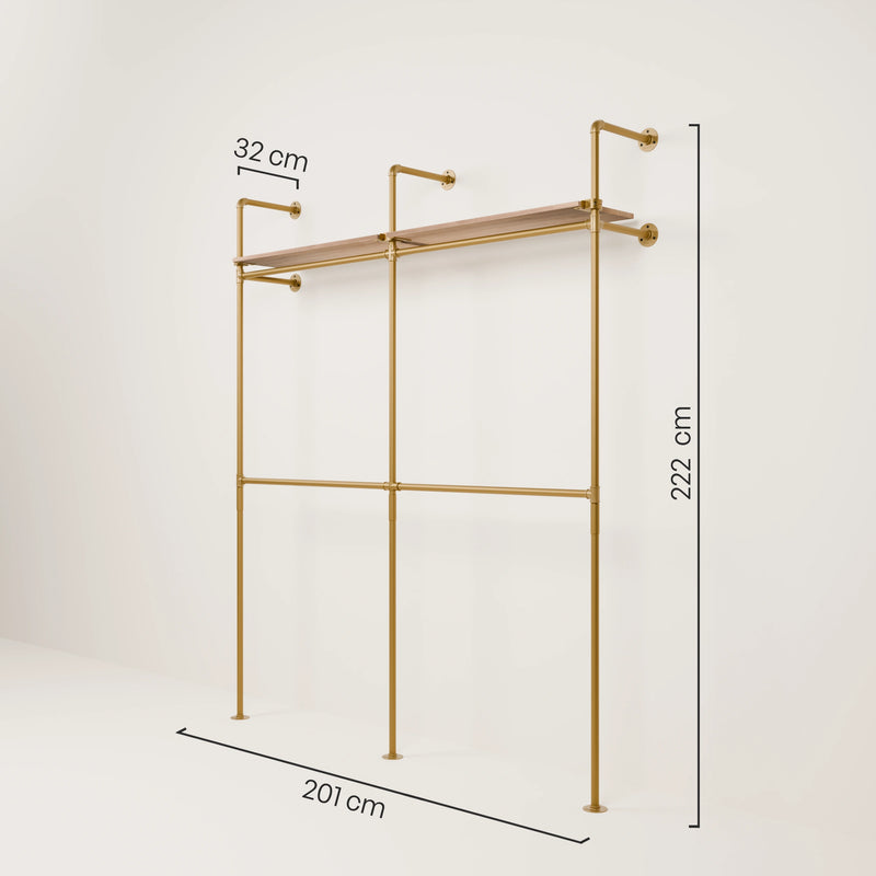 KIM DOUBLE 2 OAK – 2 estantes superiores | oro