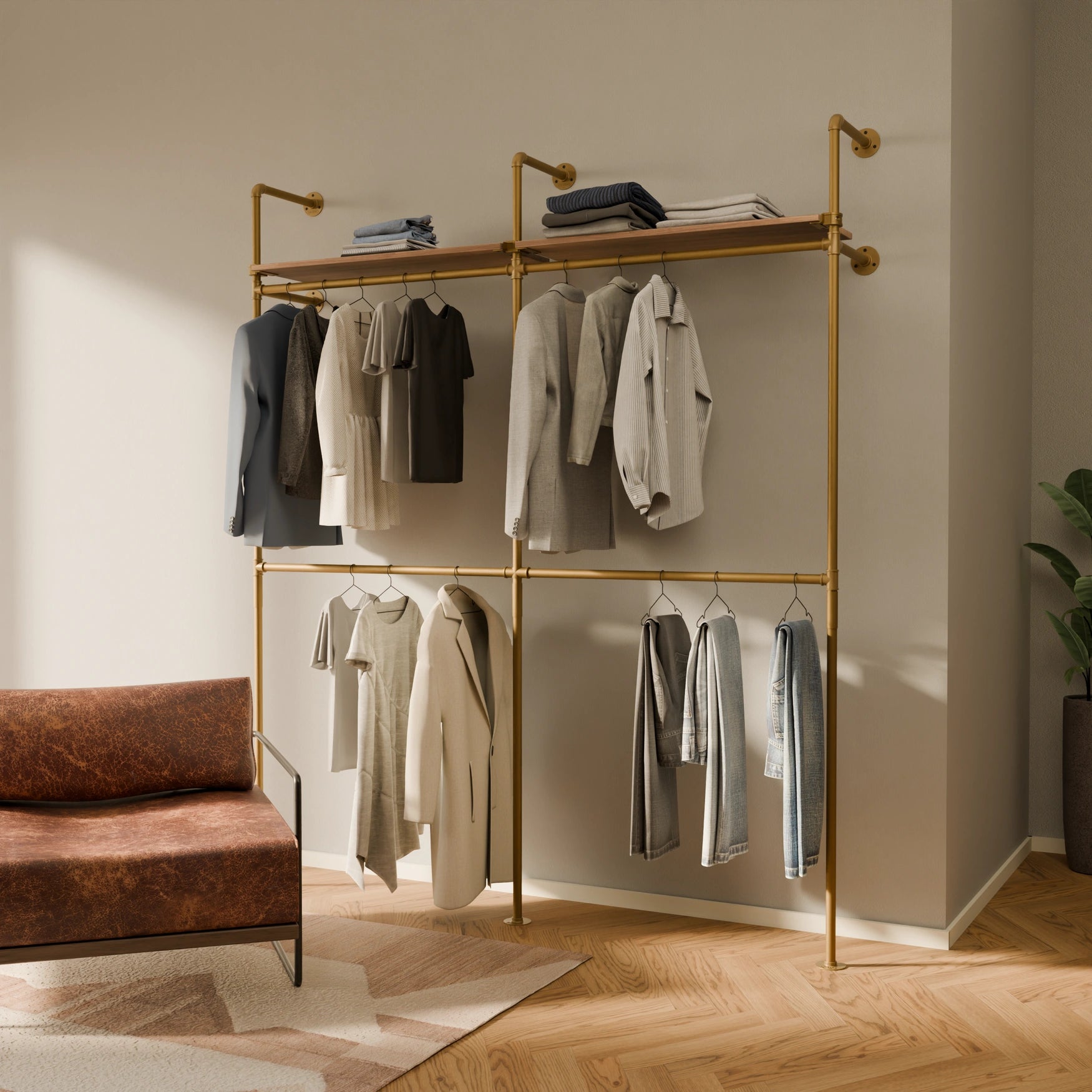 KIM DOUBLE 2 OAK – 2 estantes superiores | oro