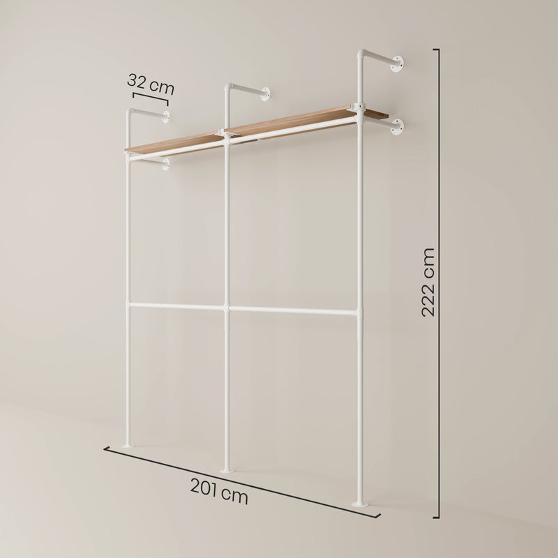 KIM DOUBLE 2 OAK – 2 estantes superiores | blanco