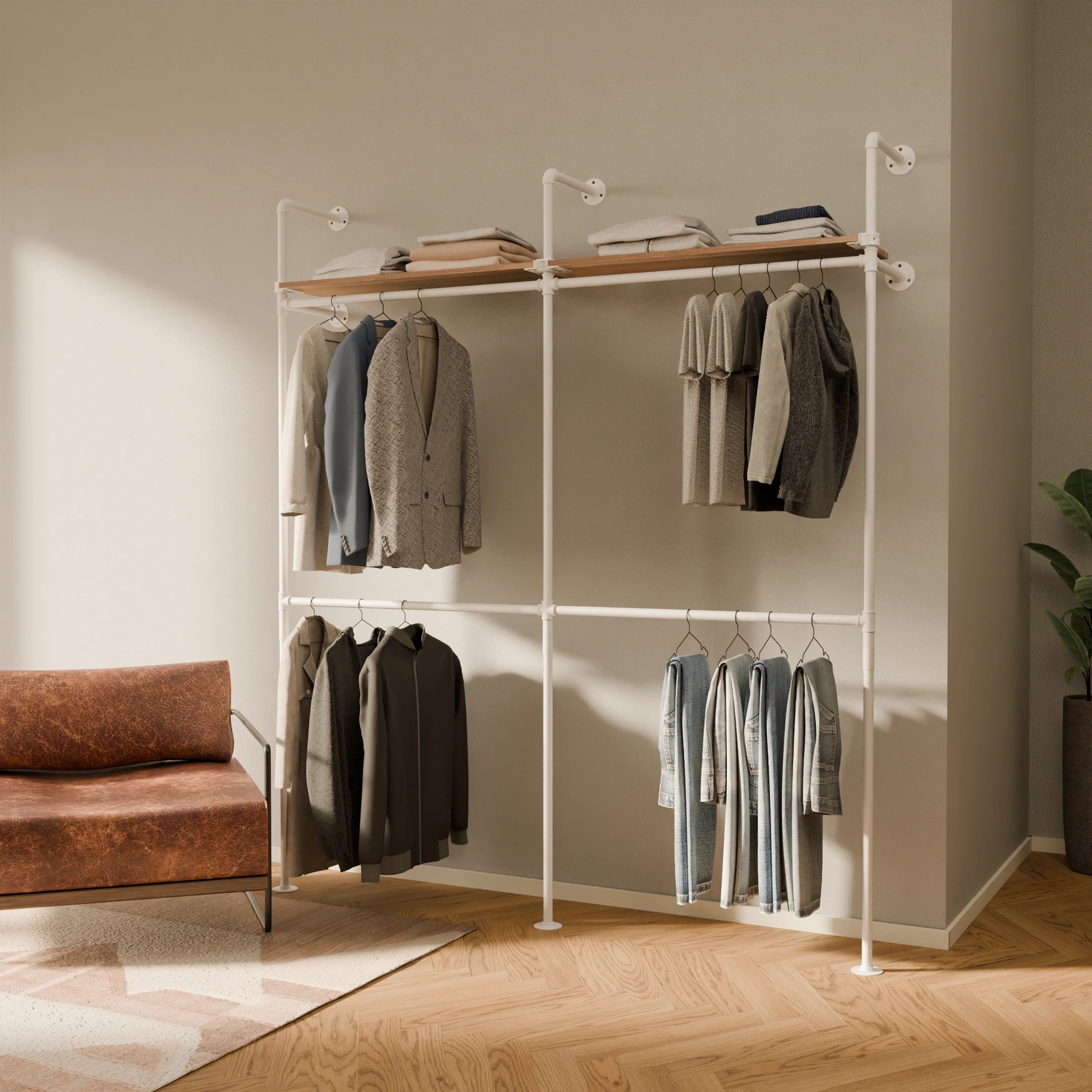 KIM DOUBLE 2 OAK – 2 estantes superiores | blanco