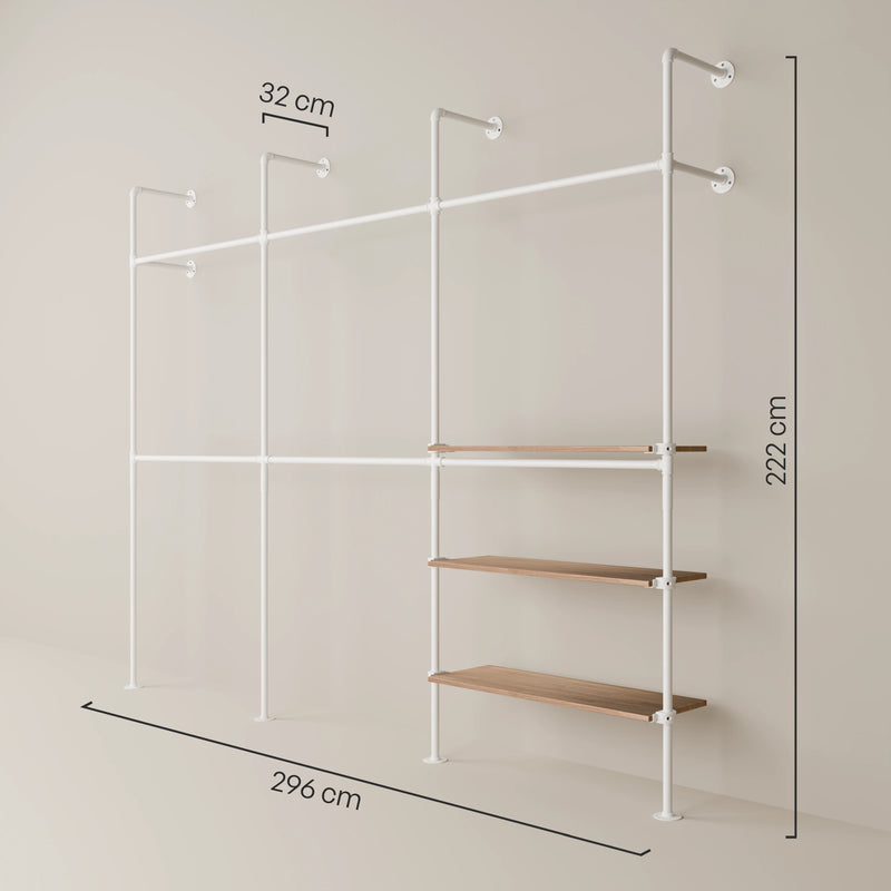 KIM DOUBLE 3 OAK – 3 estantes derecho | blanco