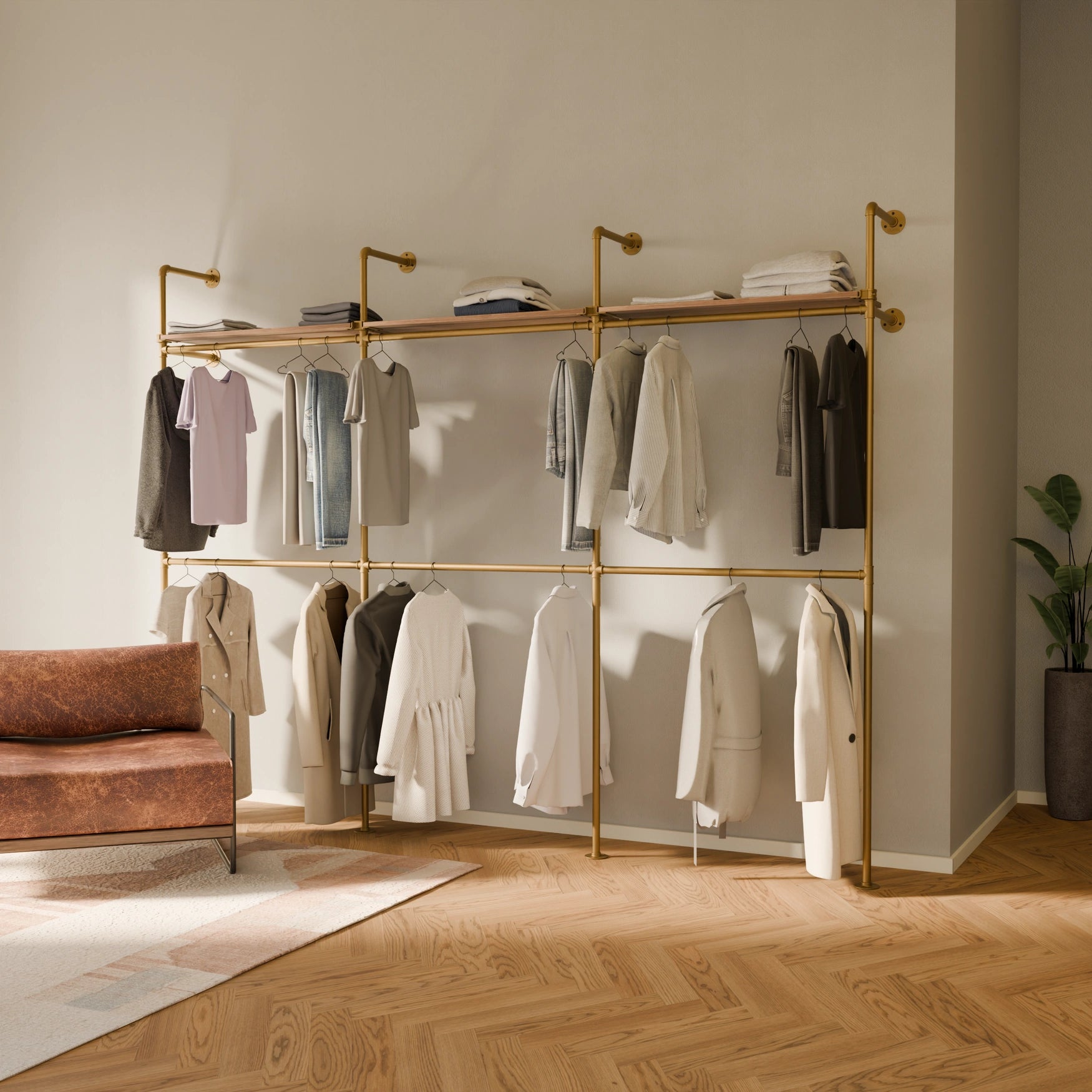 KIM DOUBLE 3 OAK – 3 estantes superiores | oro