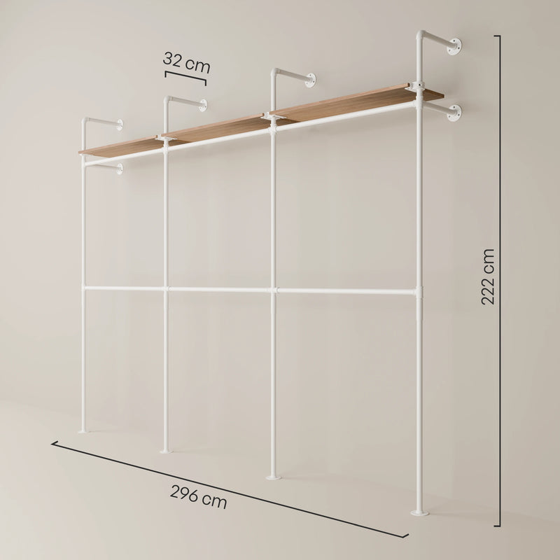 KIM DOUBLE 3 OAK – 3 estantes superiores | blanco