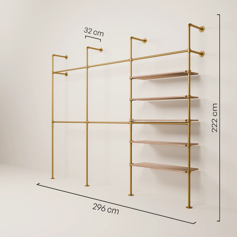 KIM DOUBLE 3 OAK – 5 estantes | oro