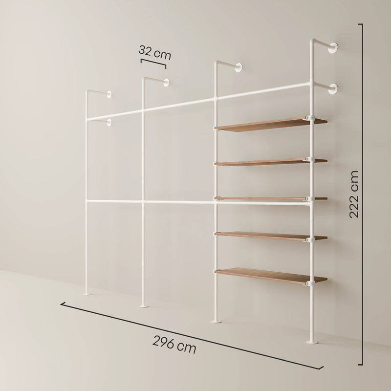KIM DOUBLE 3 OAK – 5 estantes | blanco