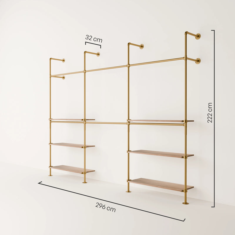 KIM DOUBLE 3 OAK – 6 estantes abajo | oro