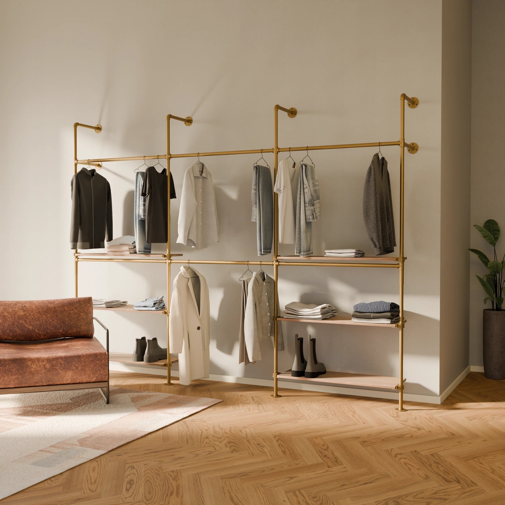 KIM DOUBLE 3 OAK – 6 estantes abajo | oro