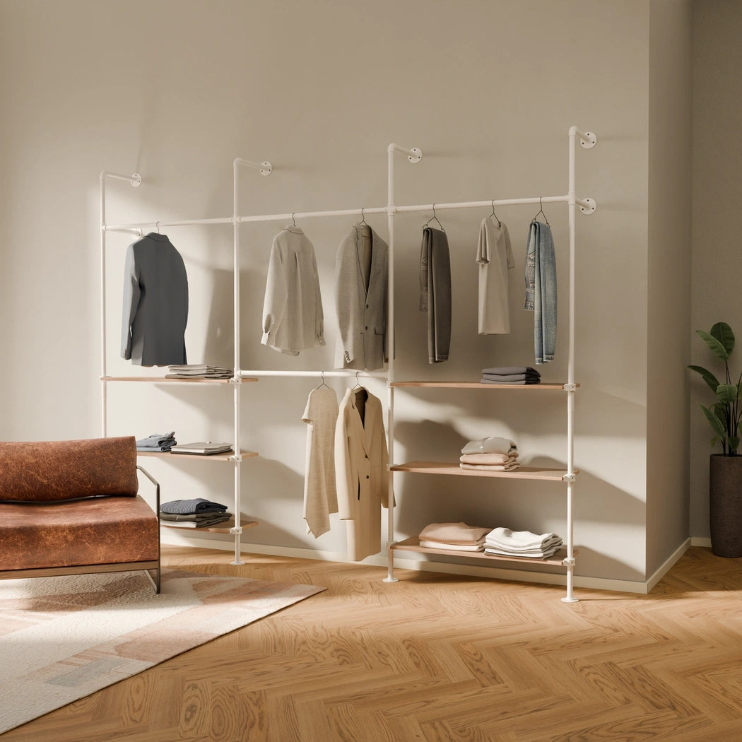 KIM DOUBLE 3 OAK – 6 estantes abajo | blanco