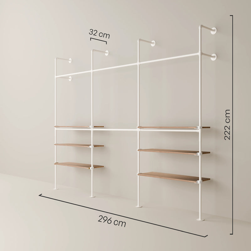 KIM DOUBLE 3 OAK – 6 estantes abajo | blanco