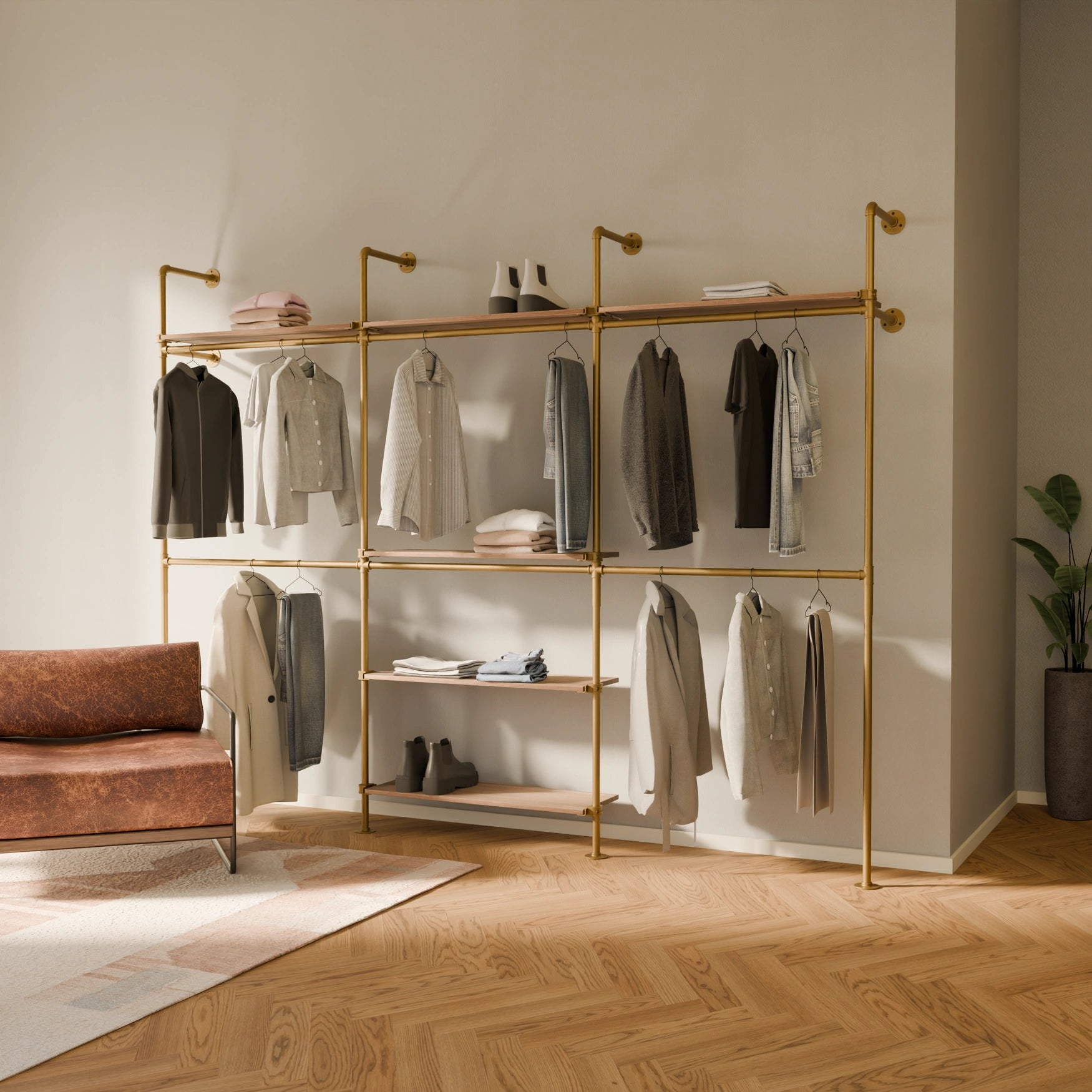 KIM DOUBLE 3 OAK – 6 estantes superiores | oro