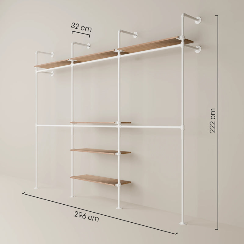 KIM DOUBLE 3 OAK – 6 estantes superiores | blanco