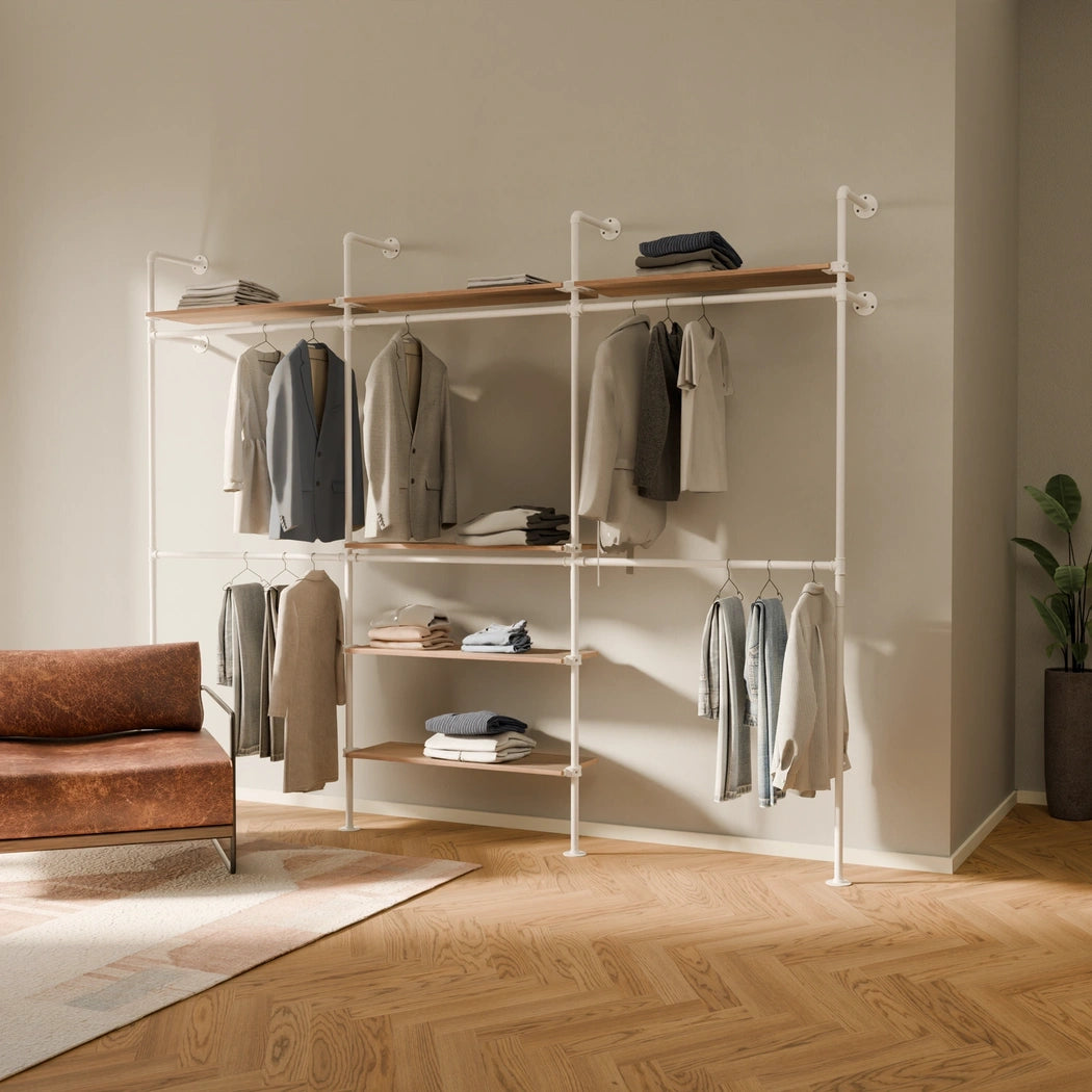 KIM DOUBLE 3 OAK – 6 estantes superiores | blanco