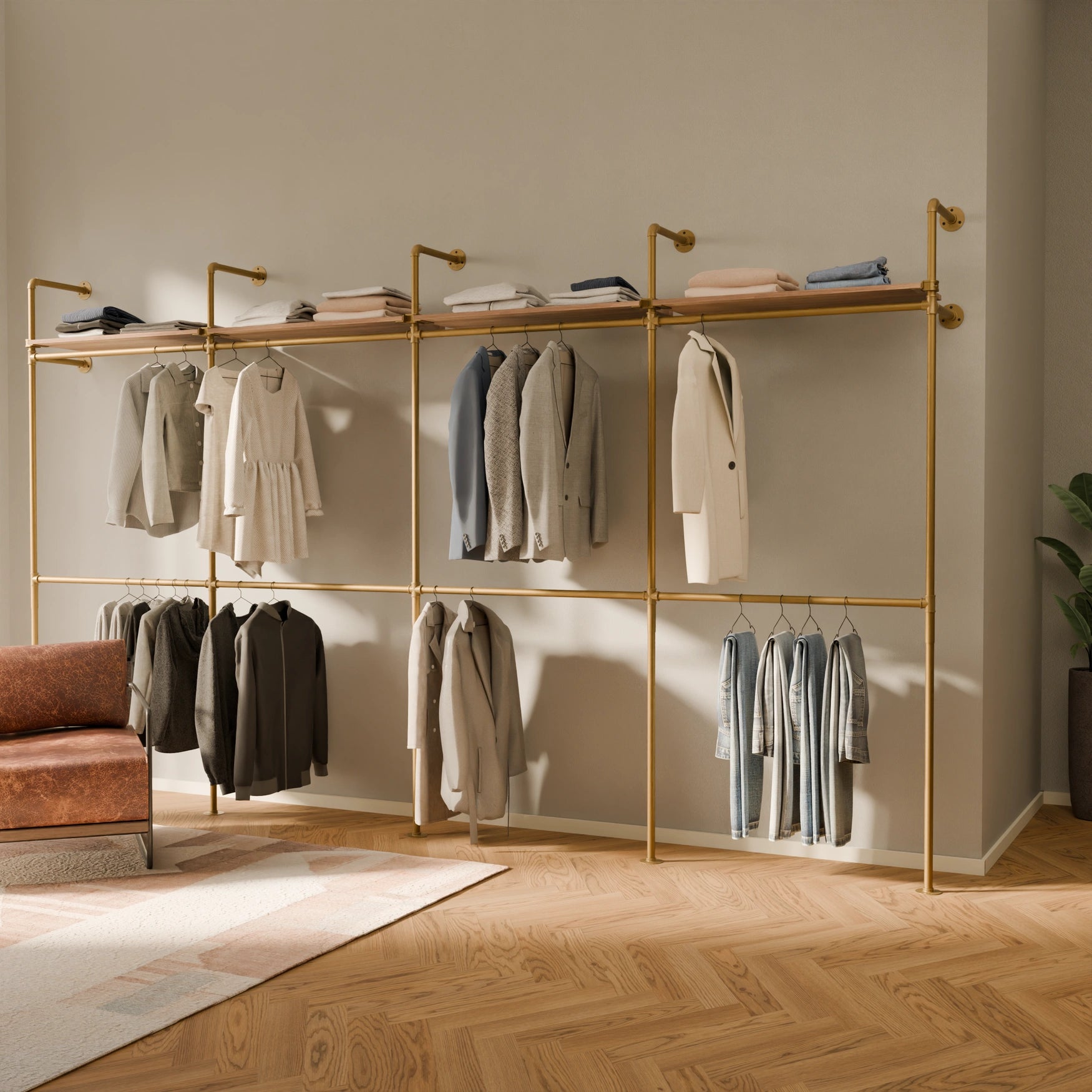 KIM DOUBLE 4 OAK – 4 estantes | oro