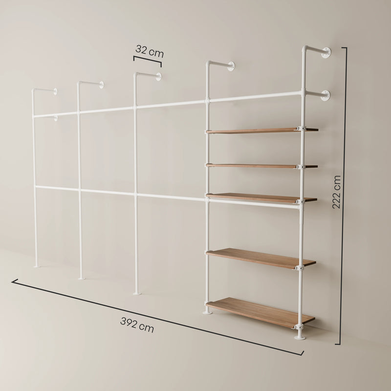 KIM DOUBLE 4 OAK – 5 estantes | blanco
