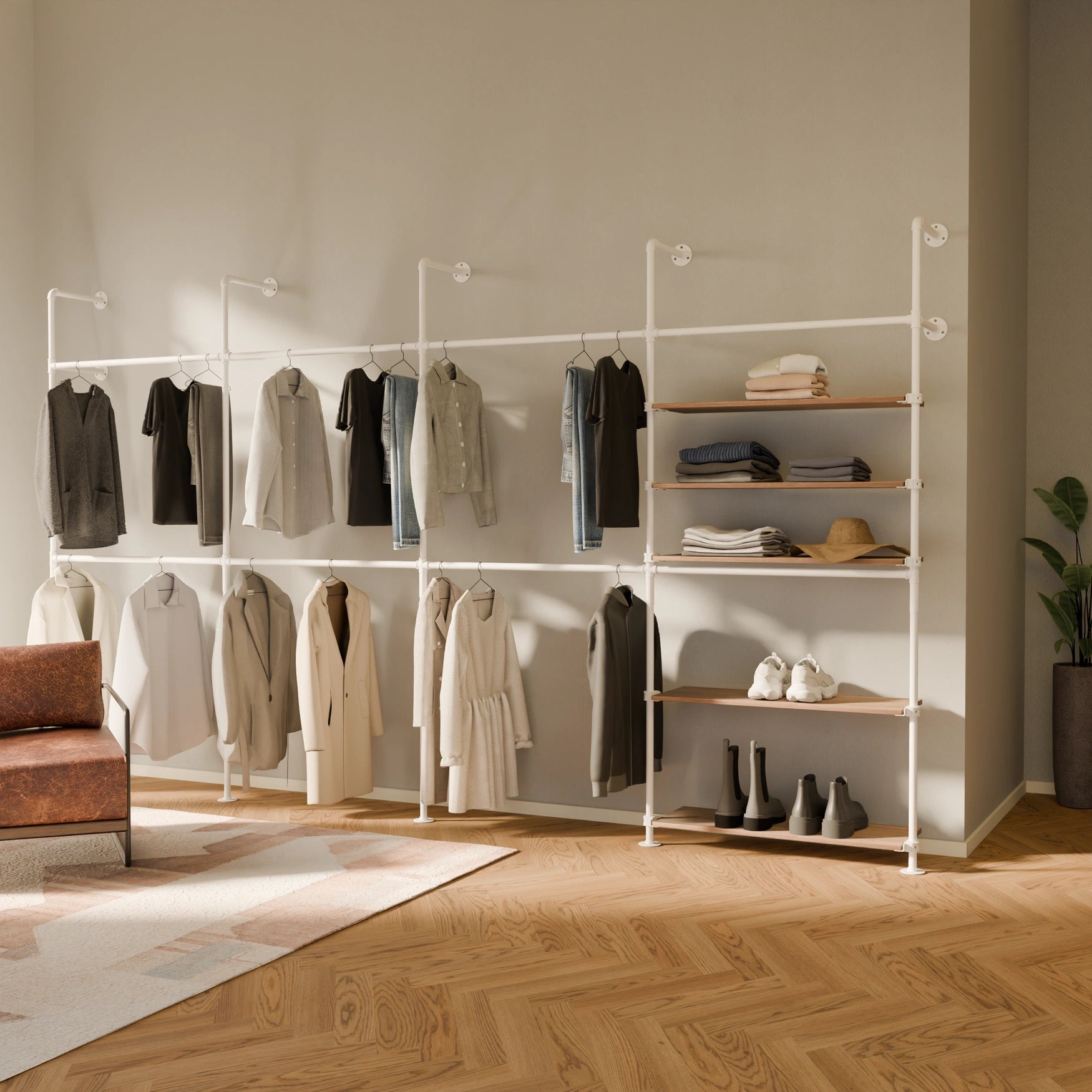 KIM DOUBLE 4 OAK – 5 estantes | blanco