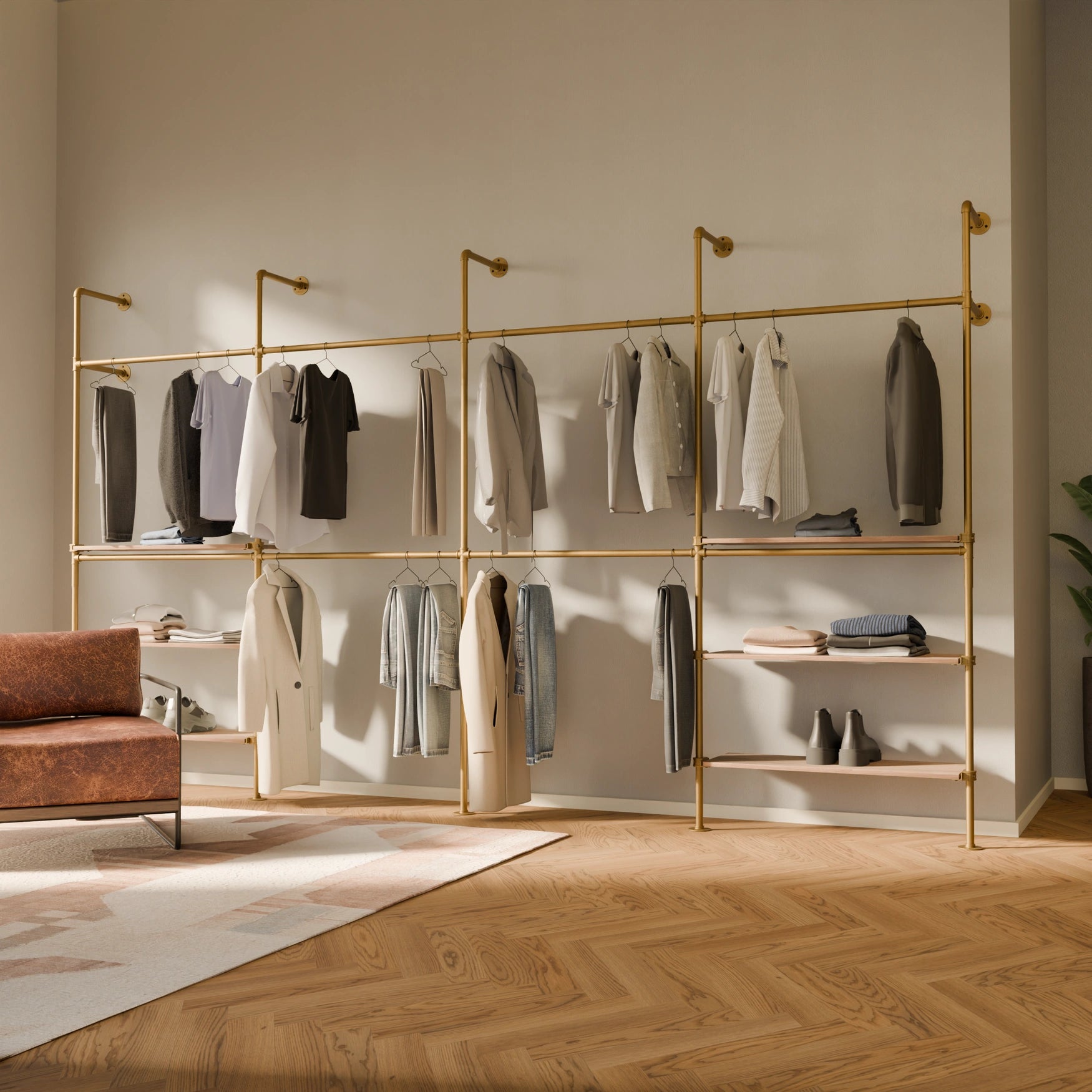 KIM DOUBLE 4 OAK – 6 estantes | oro