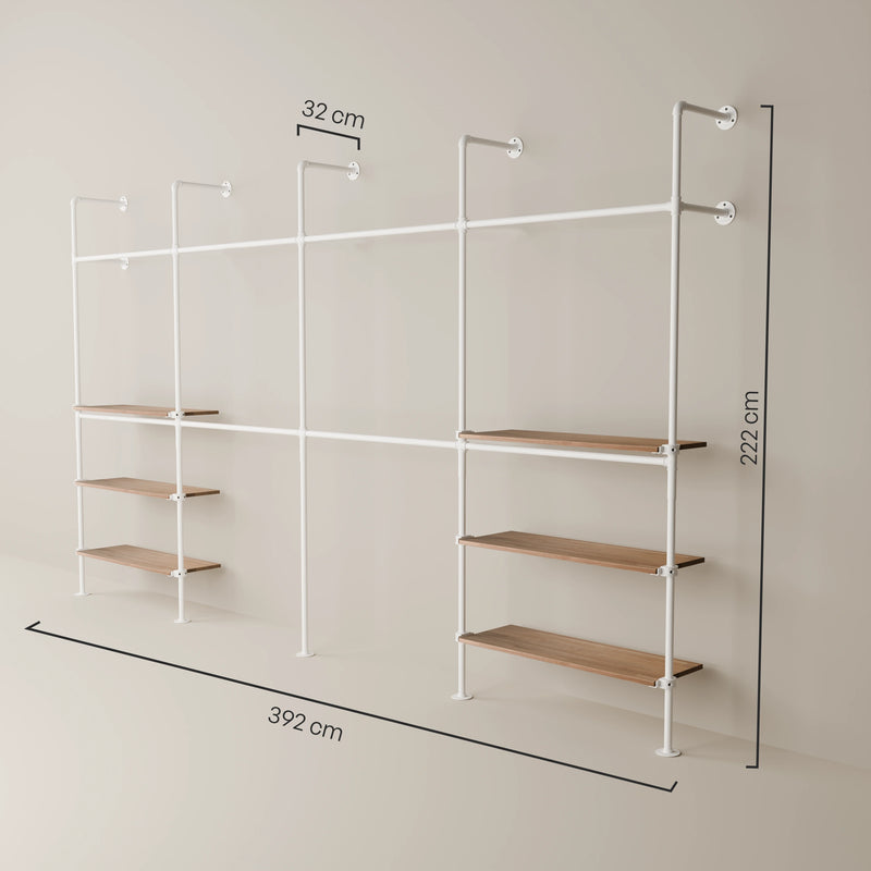 KIM DOUBLE 4 OAK – 6 estantes | blanco