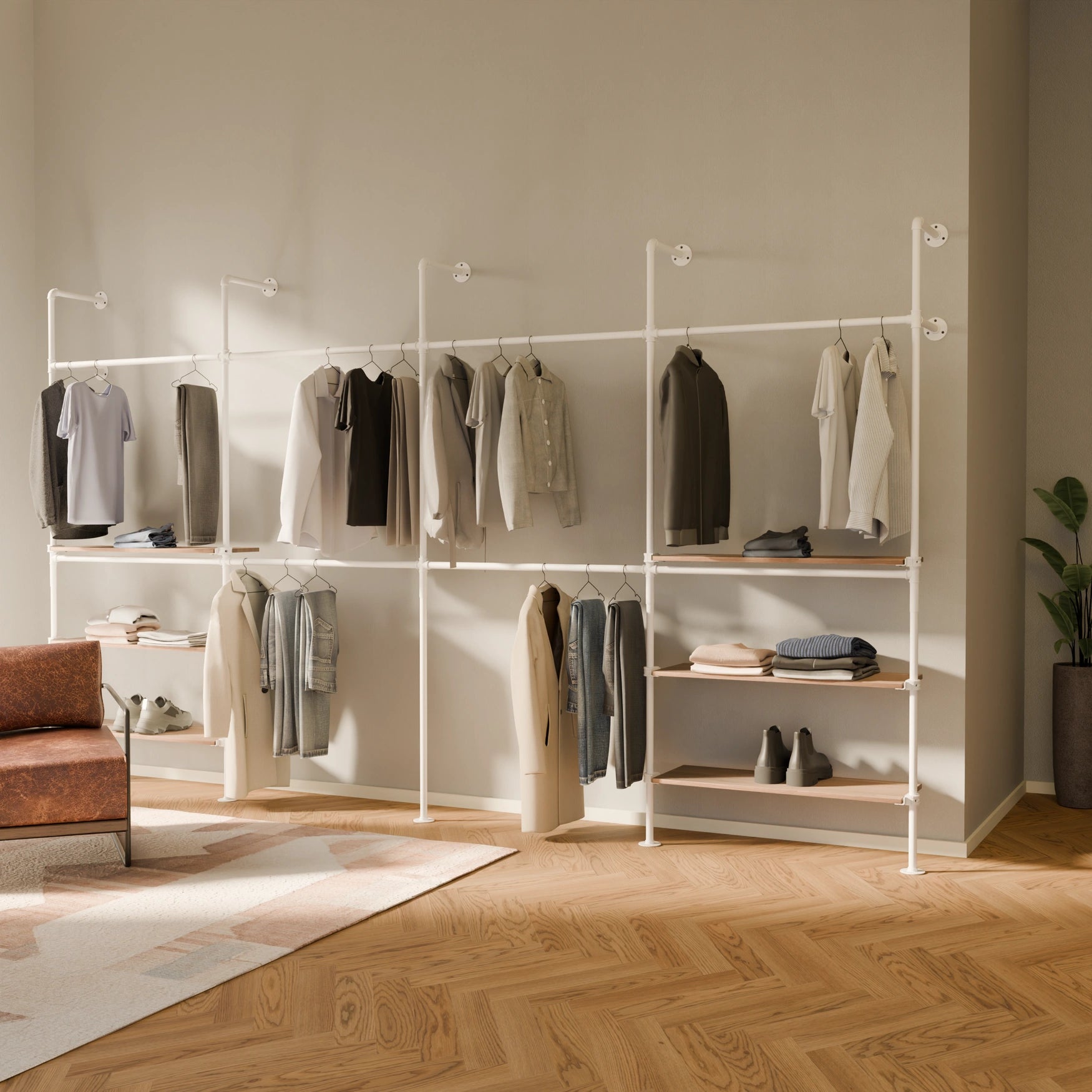 KIM DOUBLE 4 OAK – 6 estantes | blanco