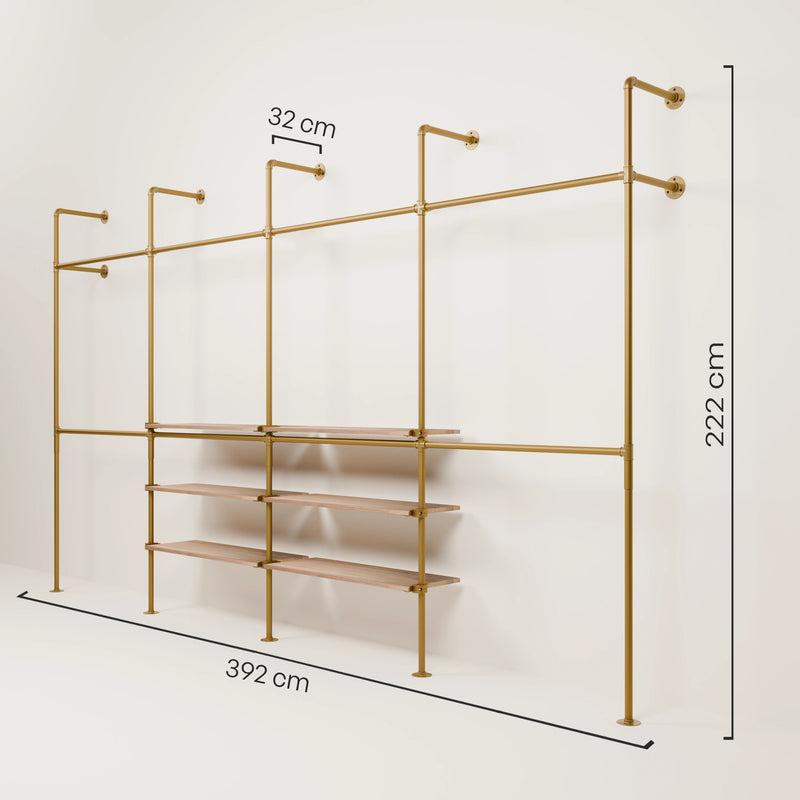 KIM DOUBLE 4 OAK – 6 estantes en el centro | oro
