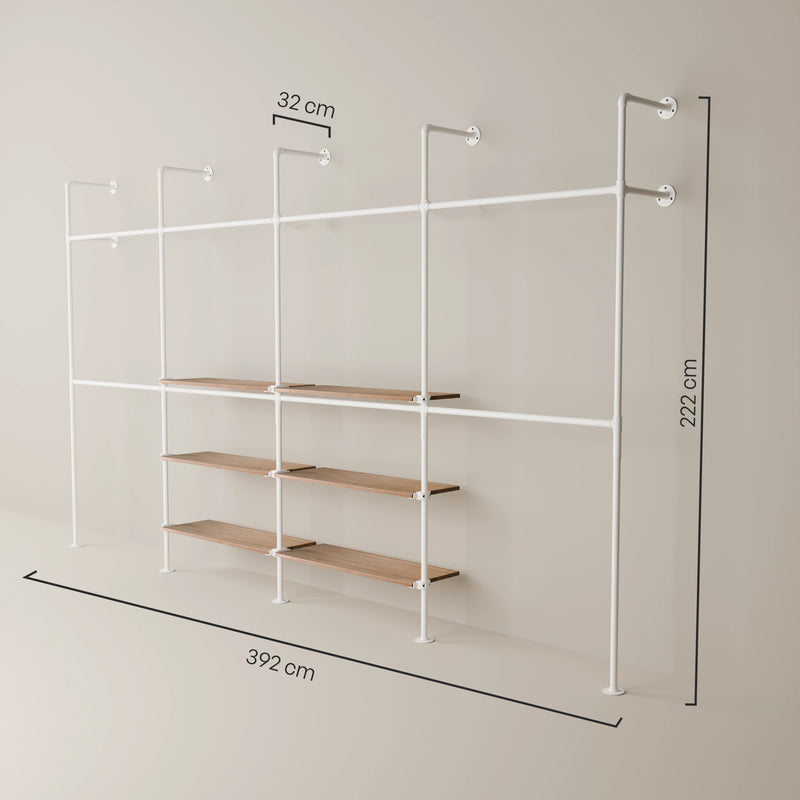 KIM DOUBLE 4 OAK – 6 estantes en el centro | blanco