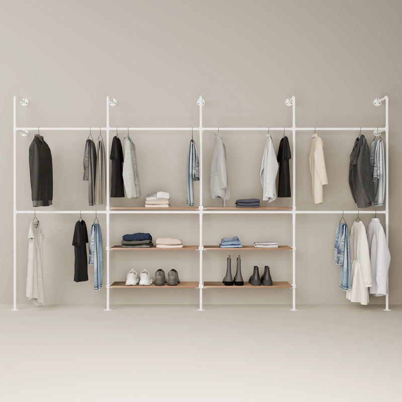 KIM DOUBLE 4 OAK – 6 center shelves | white