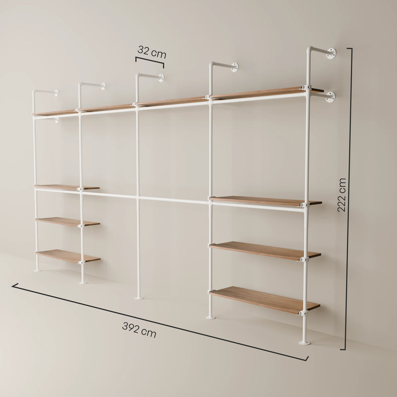 KIM DOUBLE 4 OAK – 10 estantes superiores | blanco