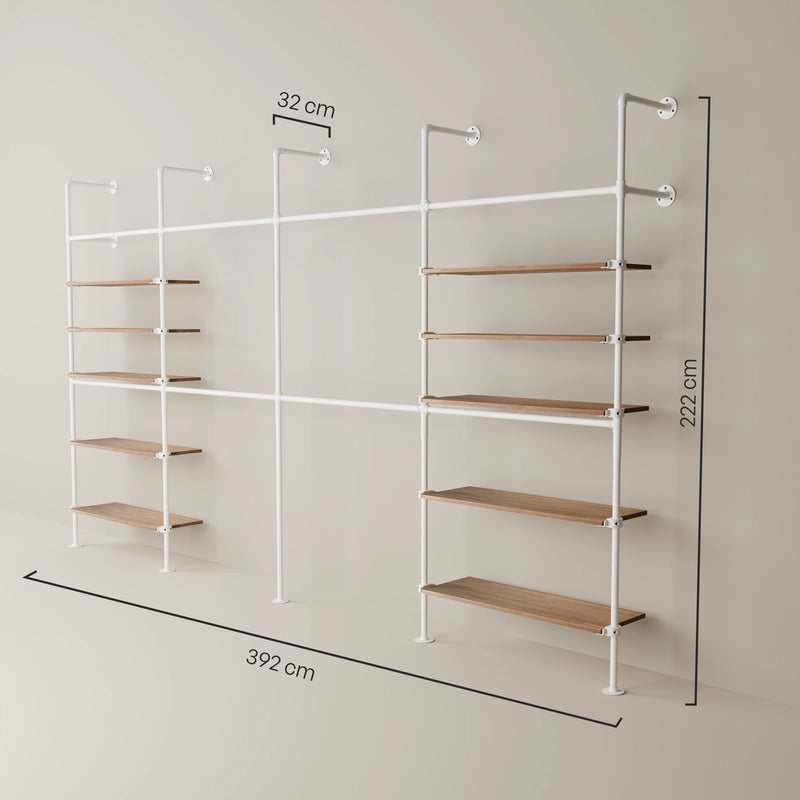 KIM DOUBLE 4 OAK – 10 estantes | blanco
