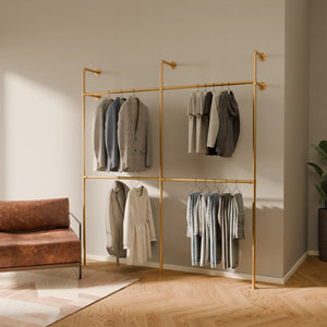 KIM II DOUBLE Gold – Gold clothing rack