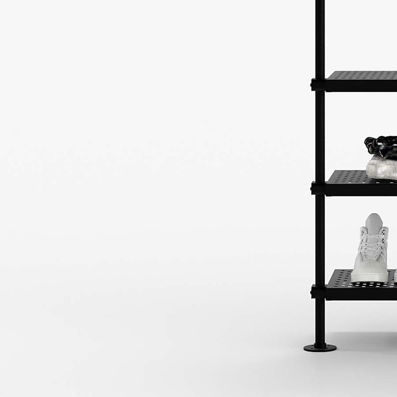 Armario estrecho negro para guardar zapatos con 3 estantes montado en la  pared en tamaño pequeño