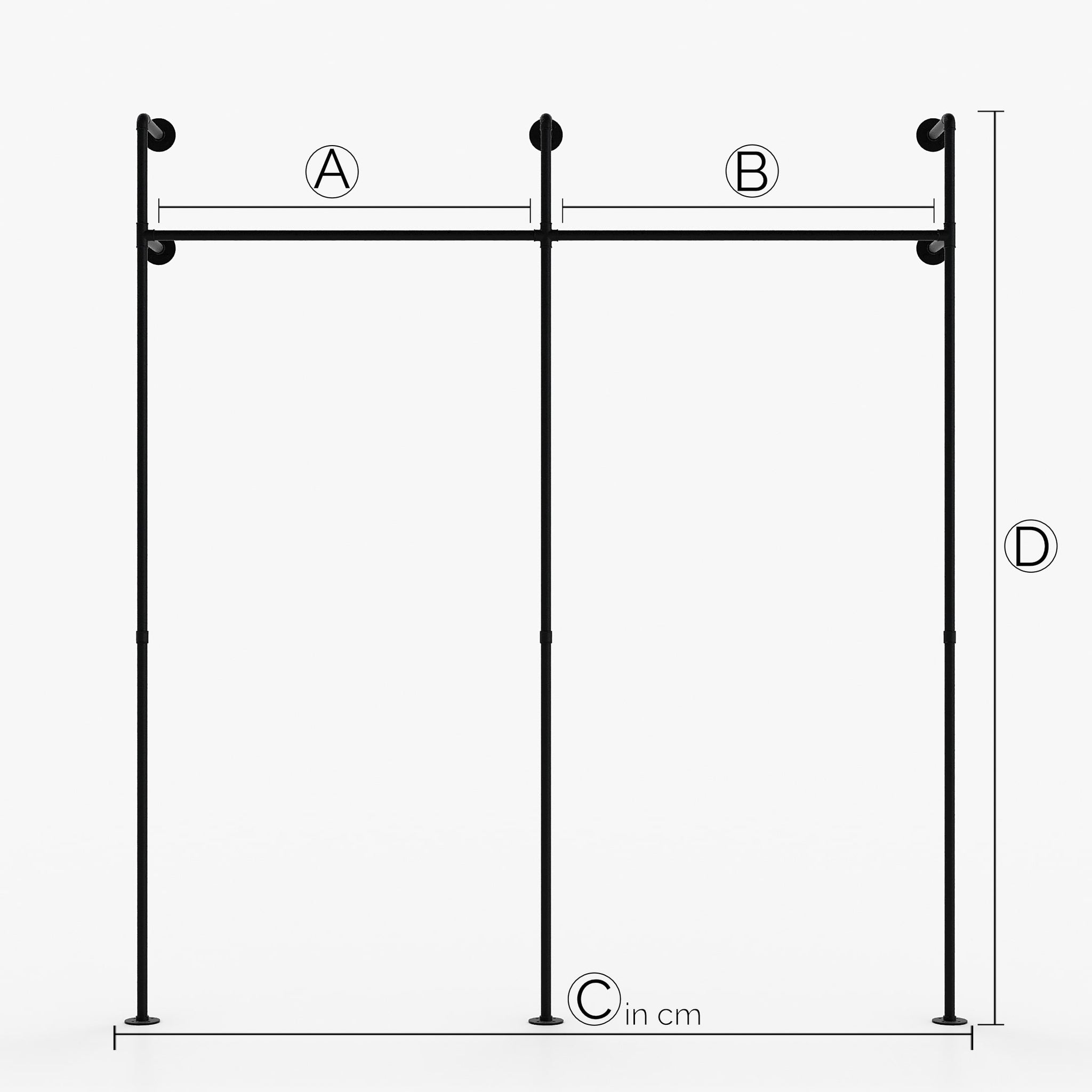 KIM II – Maßanfertigung | Kleiderschrank Industrial | Industrie Design | schwarze Rohre