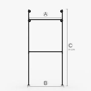 KIM I Double – Maßanfertigung | Kleiderschrank Industrial | Industrie Design | schwarze Rohre